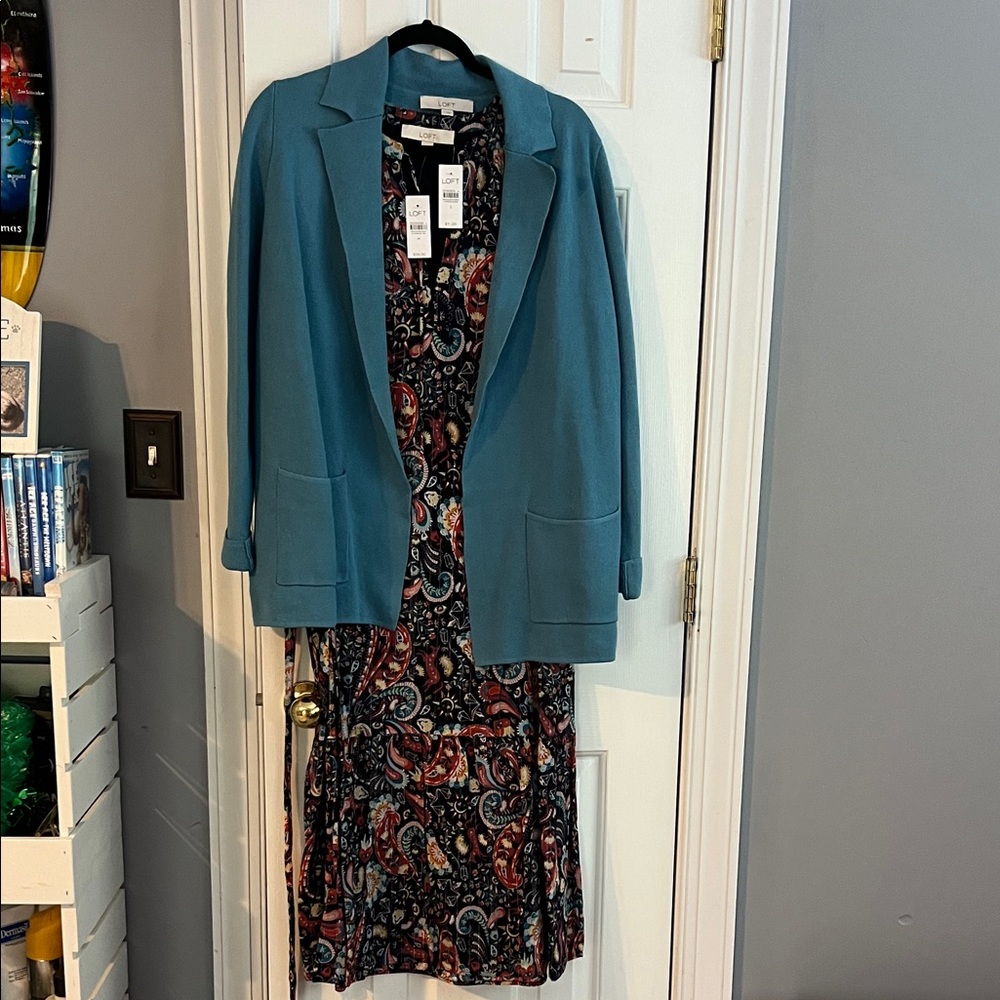 NWT Loft Women's Blue Blazer and Floral Print Dress Size M and S